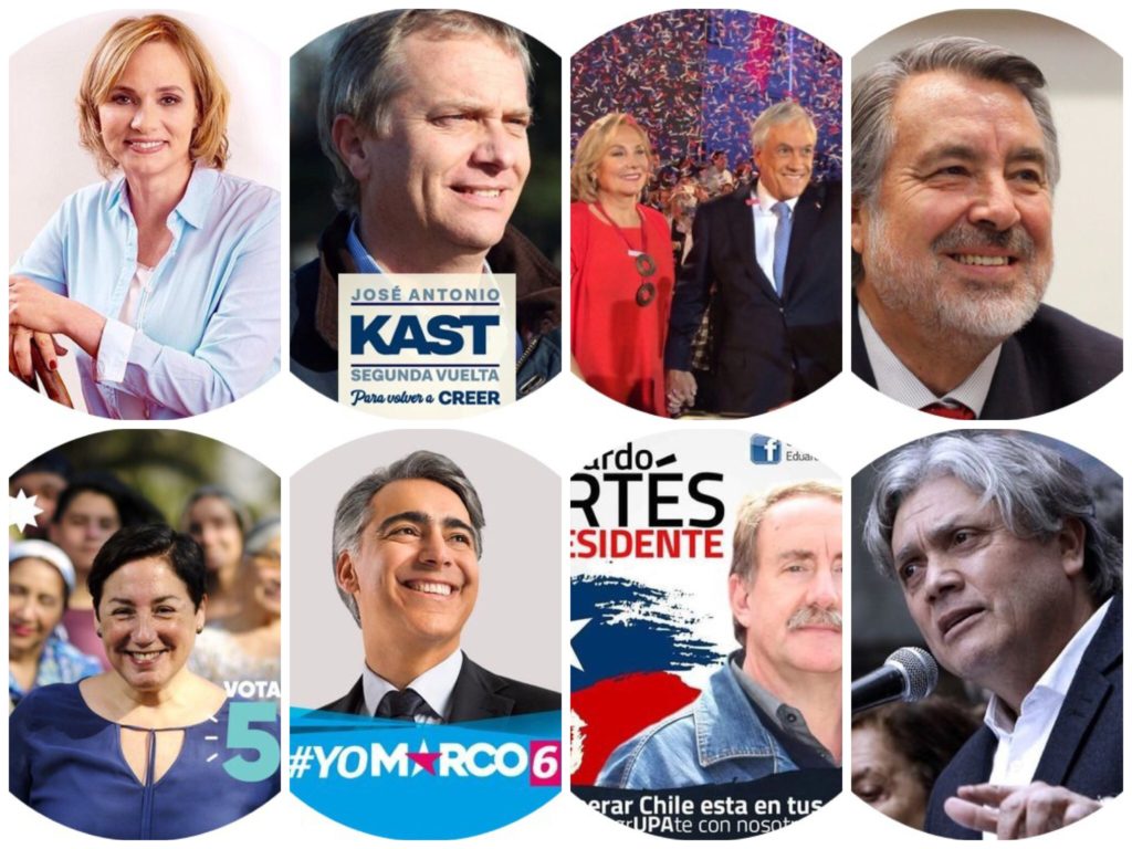 Collage con fotografías de los candidatos y candidatas presidenciales