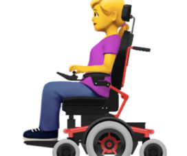 Emoji de Mujer en silla de ruedas eléctricas